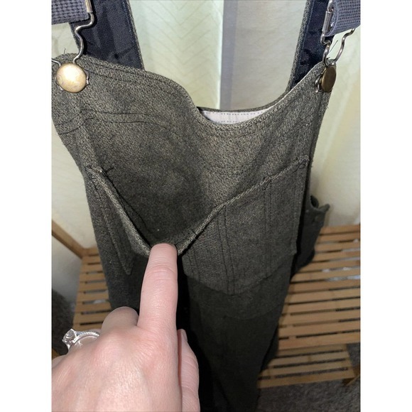 Vintage Wool Bib Overalls Hunting Field Pants Army Green 50x30 - Picture 10 of 10